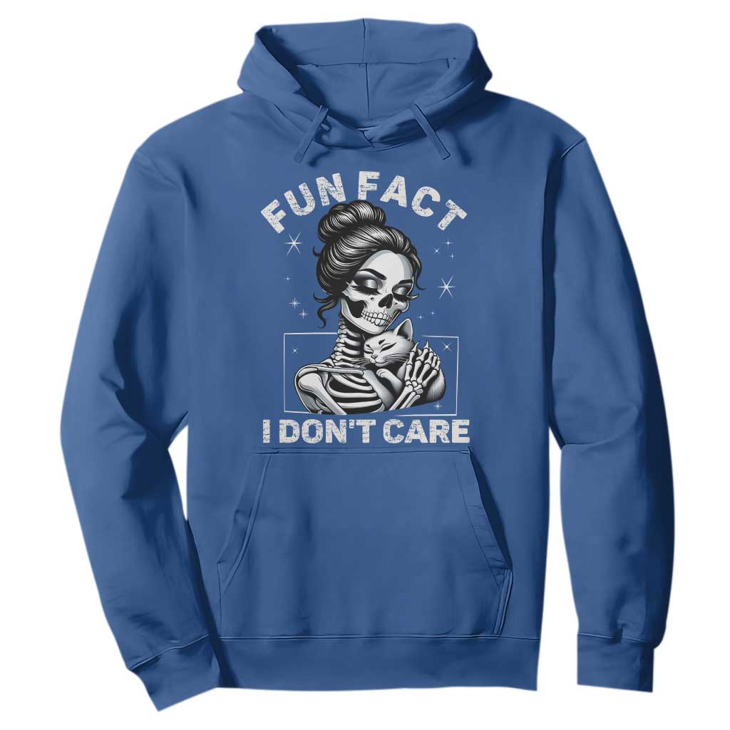Funny Skeleton Sarcastic Hoodie Fun Fact I Don Not Care Cat Lover TS14 Royal Blue Print Your Wear