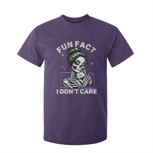 Funny Skeleton Sarcastic T Shirt For Kid Fun Fact I Don Not Care Cat Lover TS14 Purple Print Your Wear