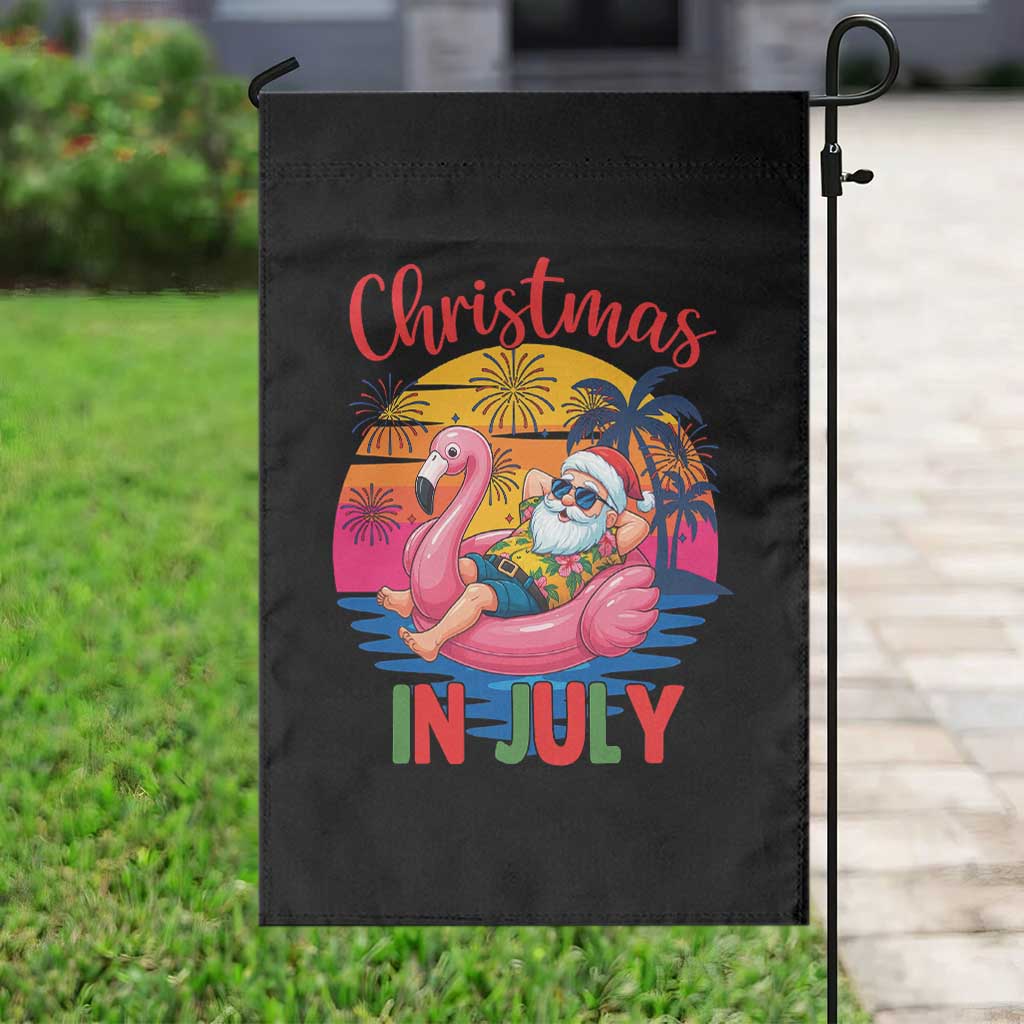 Funny Hawaiian Christmas Garden Flag Santa Beach Tropical Xmas TS14 Print Your Wear