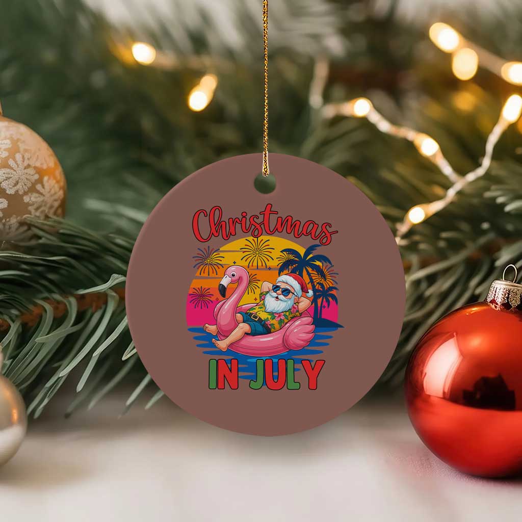 Funny Hawaiian Xmas Ceramic Ornament Santa Beach Tropical Xmas TS14 1pc Mocha Print Your Wear
