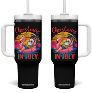 Funny Hawaiian Christmas Tumbler With Handle Santa Beach Tropical Xmas TS14 One Size: 40 oz Black Print Your Wear
