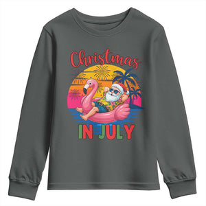 Funny Hawaiian Christmas Youth Sweatshirt Santa Beach Tropical Xmas TS14 Dark Heather Print Your Wear