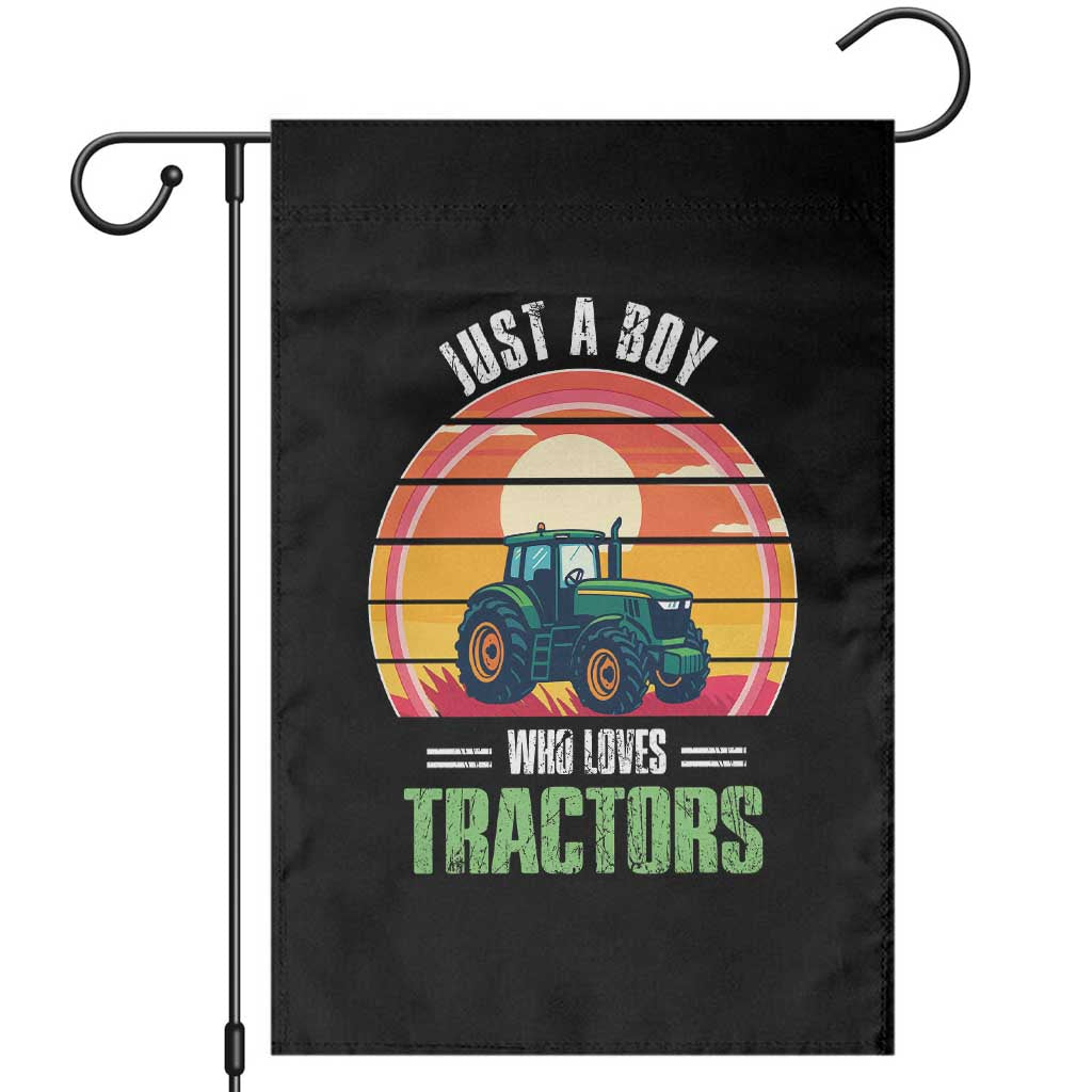 Funny Farmer Garden Flag Just A Boy Who Loves Tractors TS14 Black Print Your Wear