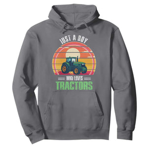 Funny Farmer Hoodie Just A Boy Who Loves Tractors TS14 Charcoal Print Your Wear