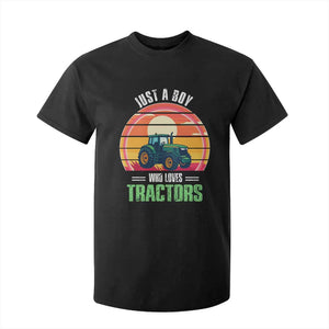 Funny Farmer T Shirt For Kid Just A Boy Who Loves Tractors TS14 Black Print Your Wear