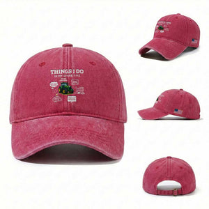 Funny Farmers Washed Cotton Baseball Cap Things I Do In My Spare Time TS14 Washed Cap Universal Fit Red Print Your Wear