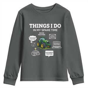 Funny Farmers Youth Sweatshirt Things I Do In My Spare Time TS14 Dark Heather Print Your Wear