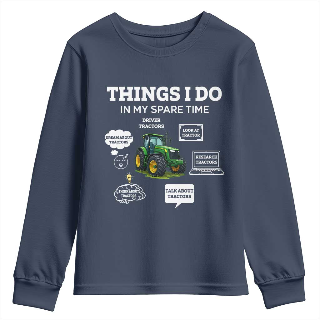 Funny Farmers Youth Sweatshirt Things I Do In My Spare Time TS14 Navy Print Your Wear