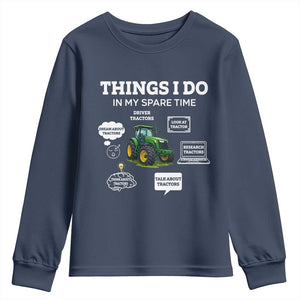 Funny Farmers Youth Sweatshirt Things I Do In My Spare Time TS14 Navy Print Your Wear