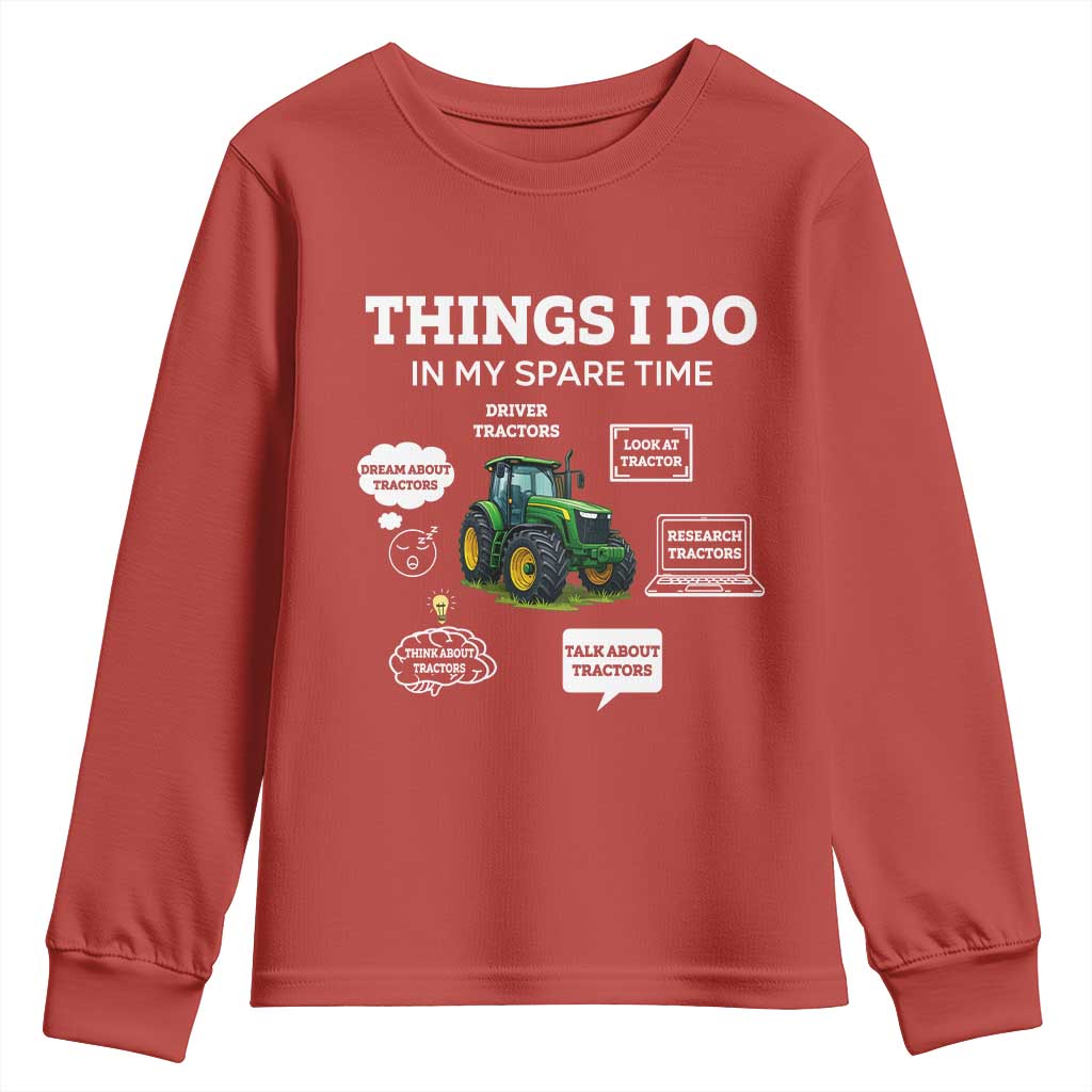 Funny Farmers Youth Sweatshirt Things I Do In My Spare Time TS14 Red Print Your Wear