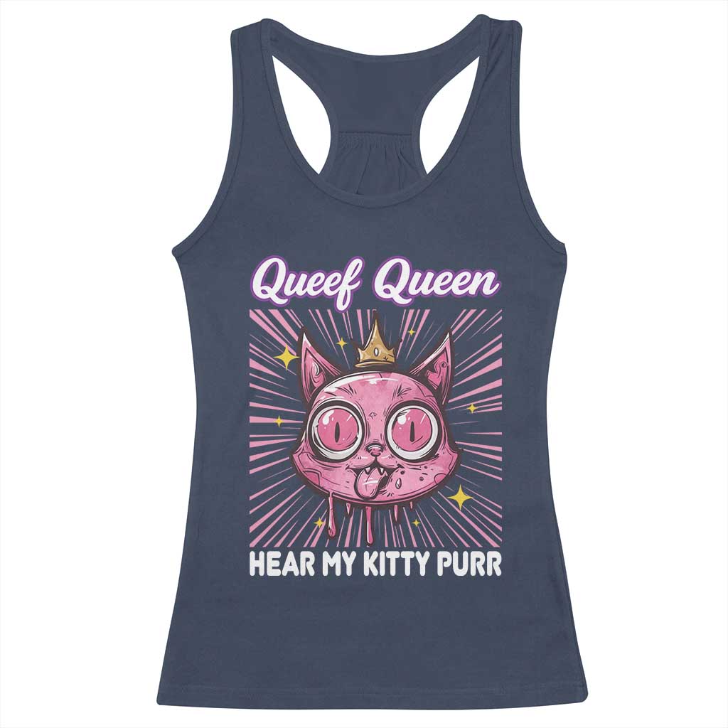 Queef Queen Cat Meme Racerback Tank Top Funny Inappropriate Adult Humor TS14 Navy Print Your Wear