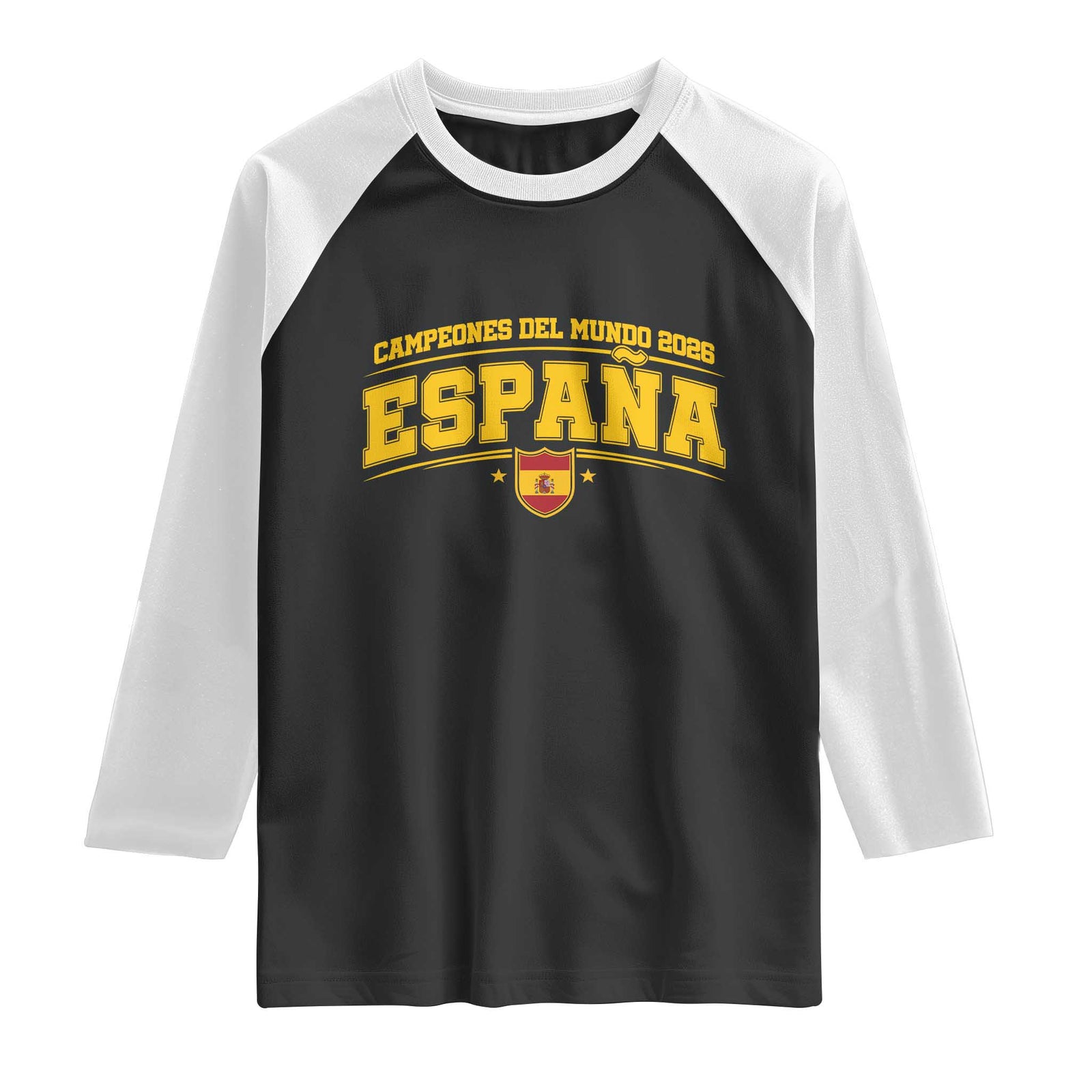 Spain Champions 2026 Raglan Shirt Espana Soccer Football Fan Spanish Flag TS14 Black White Print Your Wear