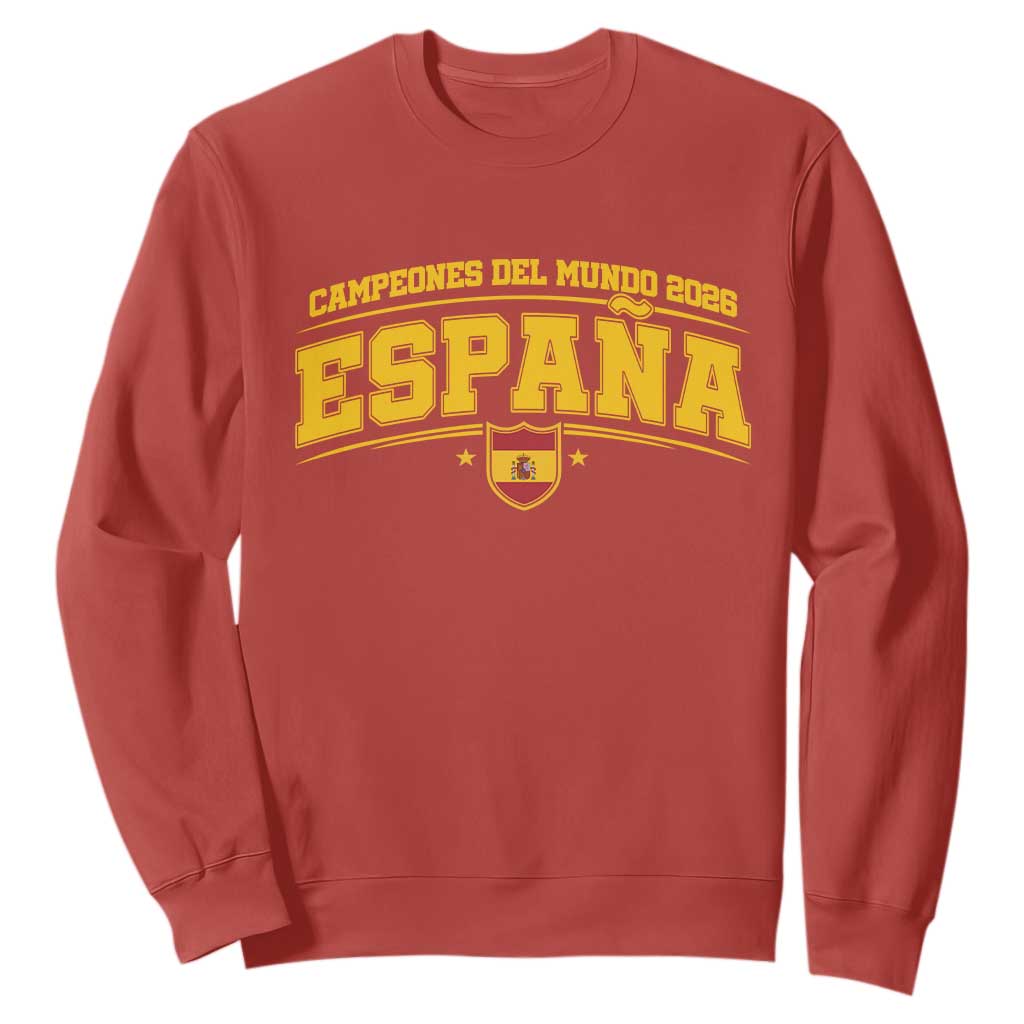 Spain Champions 2026 Sweatshirt Espana Soccer Football Fan Spanish Flag TS14 Red Print Your Wear