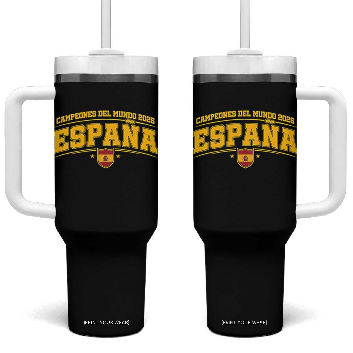 Spain Champions 2026 Tumbler With Handle Espana Soccer Football Fan Spanish Flag TS14 One Size: 40 oz Black Print Your Wear