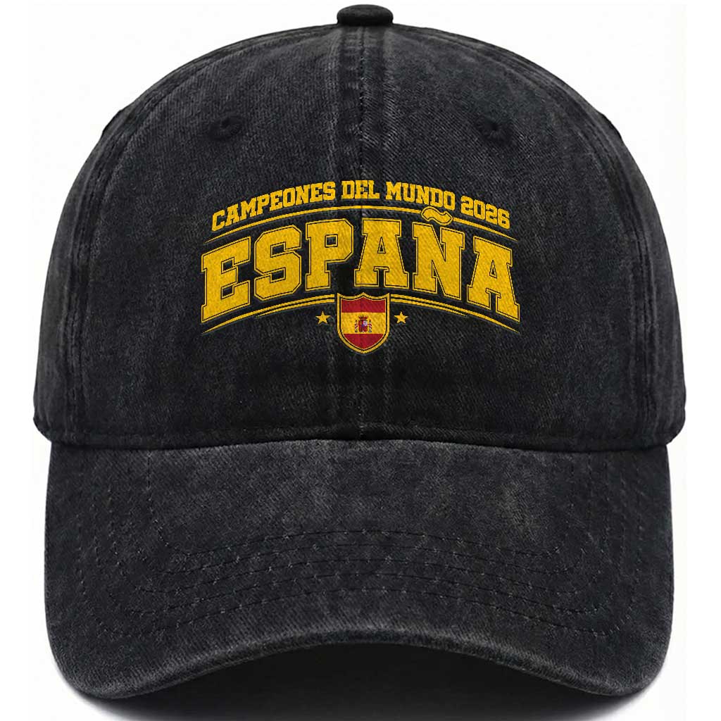 Spain Champions 2026 Washed Cotton Baseball Cap Espana Soccer Football Fan Spanish Flag TS14 Print Your Wear