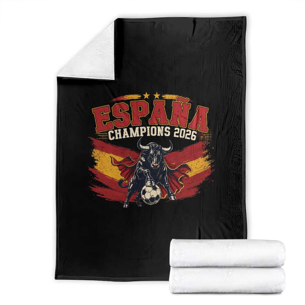 Spain Champions 2026 Throw Blanket Espana Soccer Fan Spanish Flag Bull TS14 Black Print Your Wear
