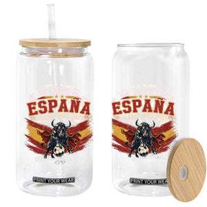 Spain Champions 2026 Glass Can Espana Soccer Fan Spanish Flag Bull TS14 Print Your Wear