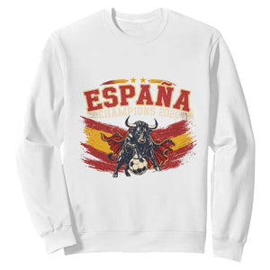 Spain Champions 2026 Sweatshirt Espana Soccer Fan Spanish Flag Bull TS14 White Print Your Wear