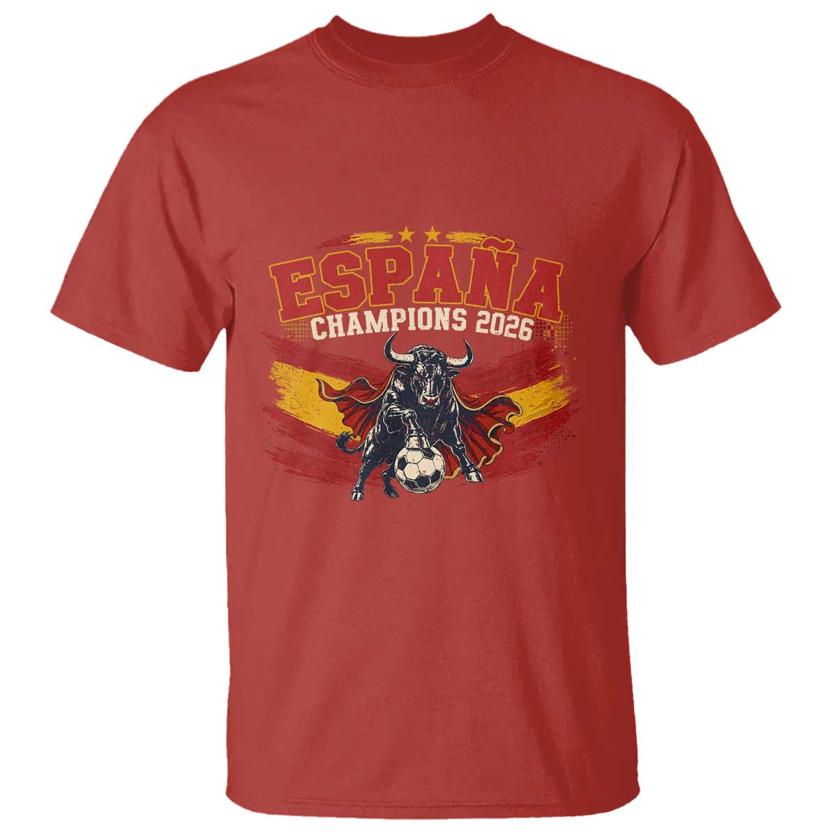 Spain Champions 2026 T Shirt Espana Soccer Fan Spanish Flag Bull TS14 Red Print Your Wear