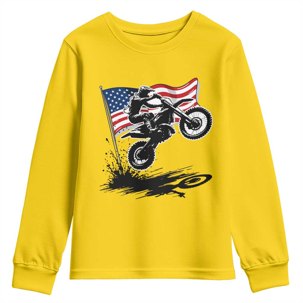 Dirt Bike American Flag Motocross Youth Sweatshirt TS14 Daisy Print Your Wear