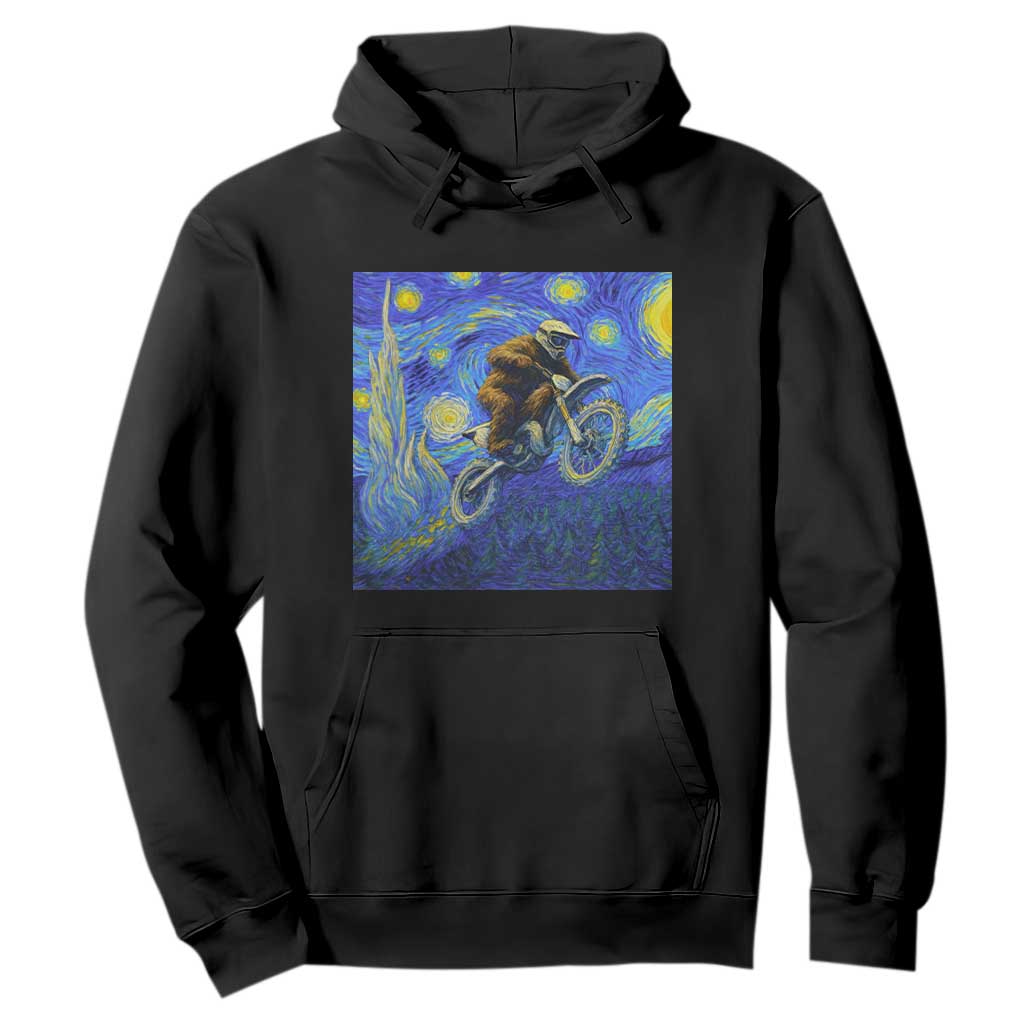 Bigfoot Dirt Bike Sasquatch Hoodie Starry Night Van Gogh Biker TS14 Black Print Your Wear