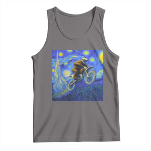 Bigfoot Dirt Bike Sasquatch Tank Top Starry Night Van Gogh Biker TS14 Deep Heather Print Your Wear