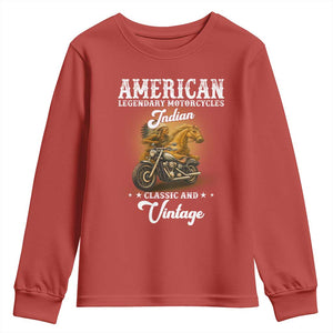 Native American Motorcycle Indian Bikers Club Classic And Vintage Youth Sweatshirt TS14 Red Print Your Wear