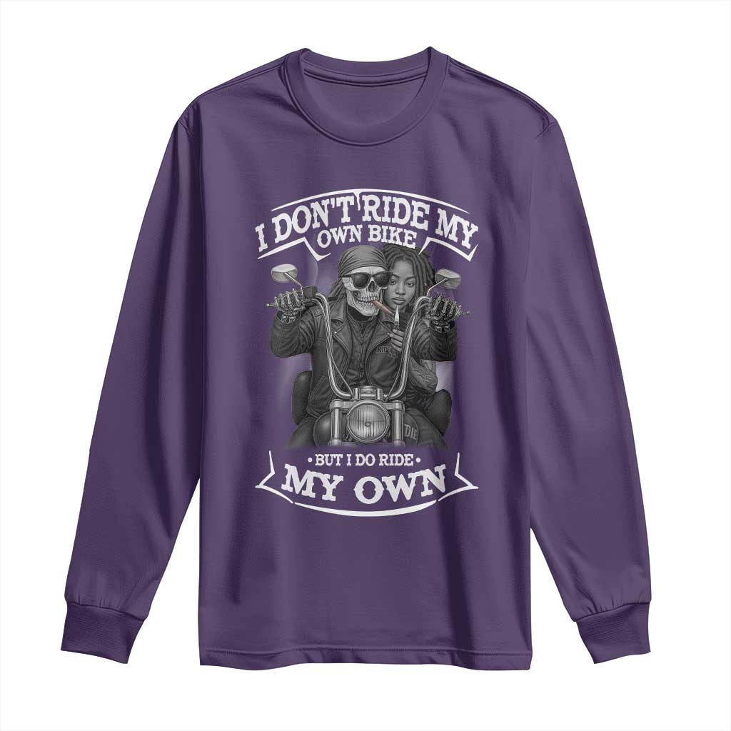 African American Motorcycle Long Sleeve Shirt Skeleton Biker TS14 Purple Print Your Wear