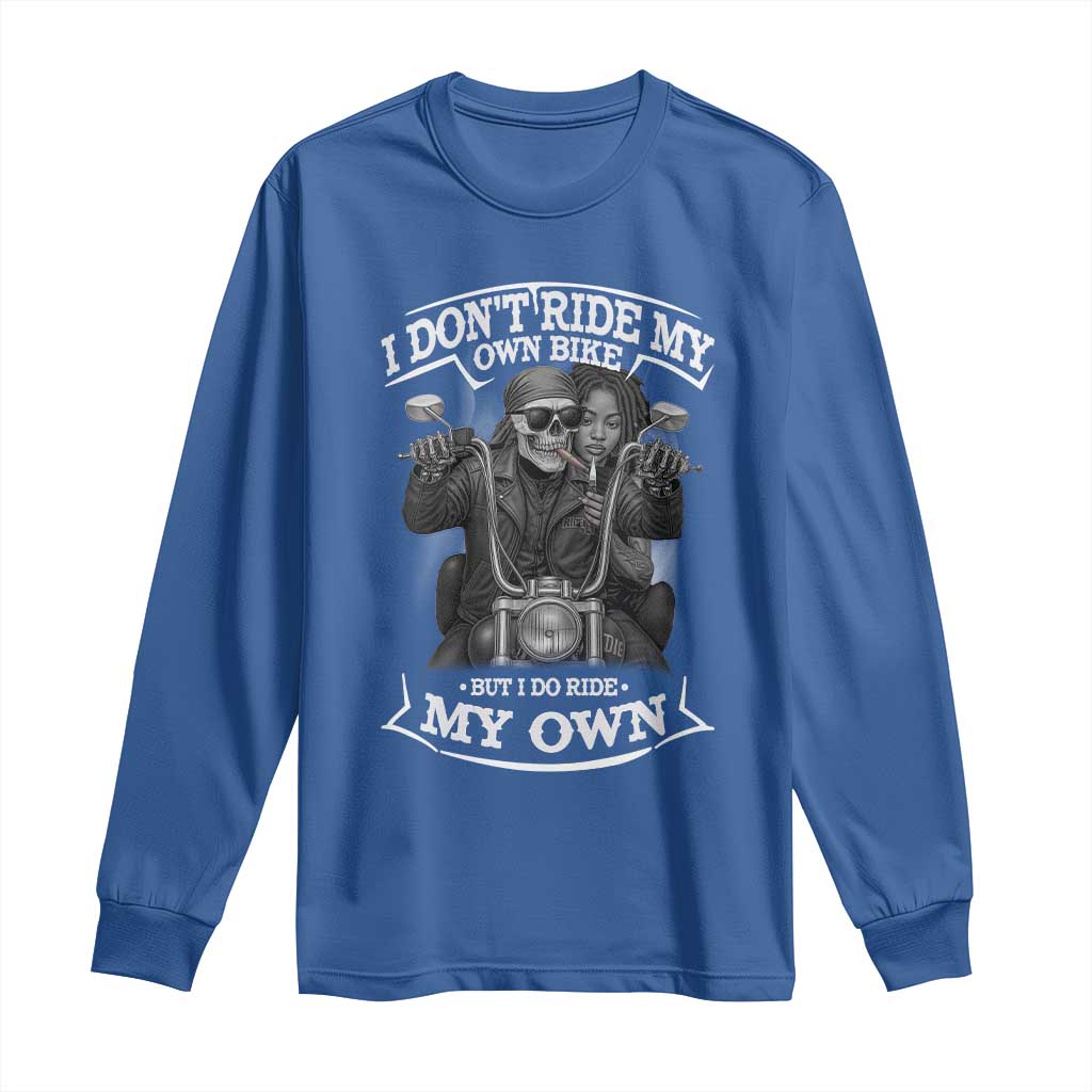 African American Motorcycle Long Sleeve Shirt Skeleton Biker TS14 Royal Blue Print Your Wear