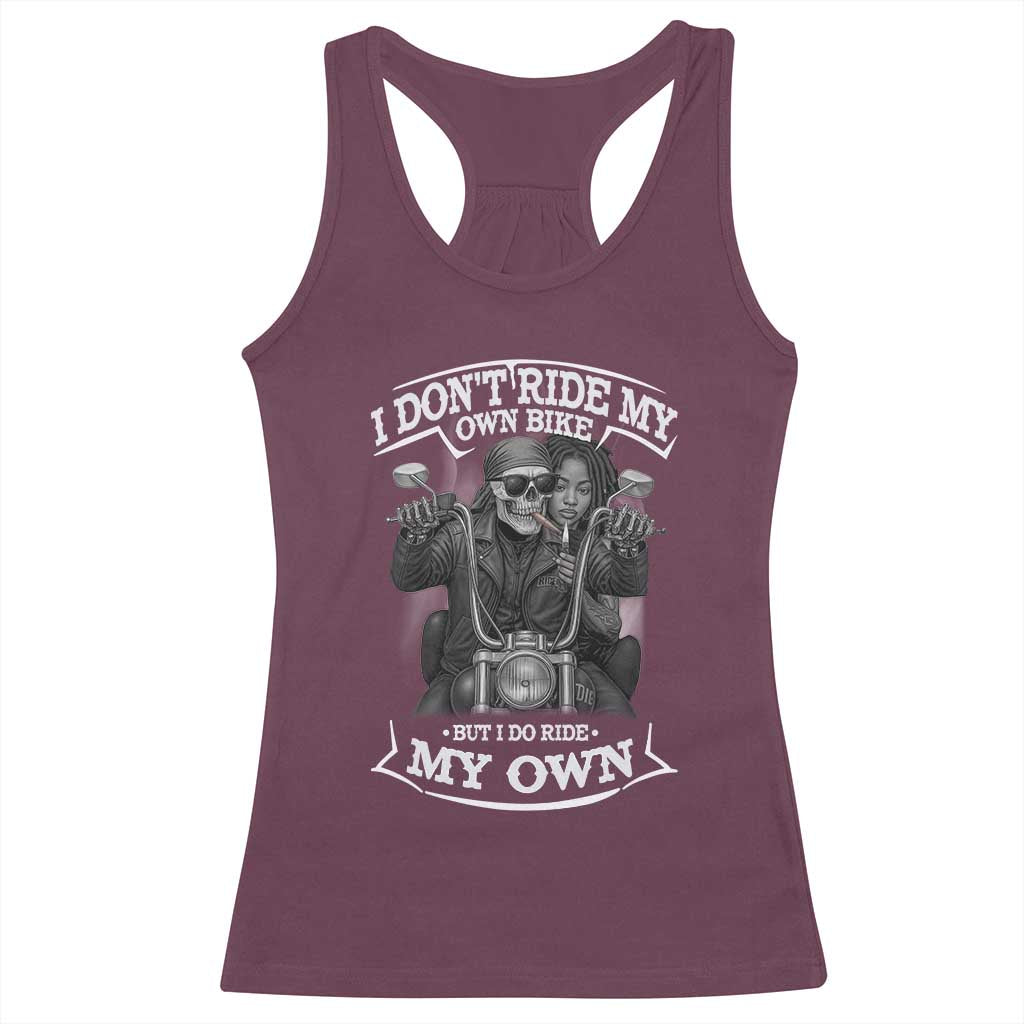 African American Motorcycle Racerback Tank Top Skeleton Biker TS14 Maroon Print Your Wear