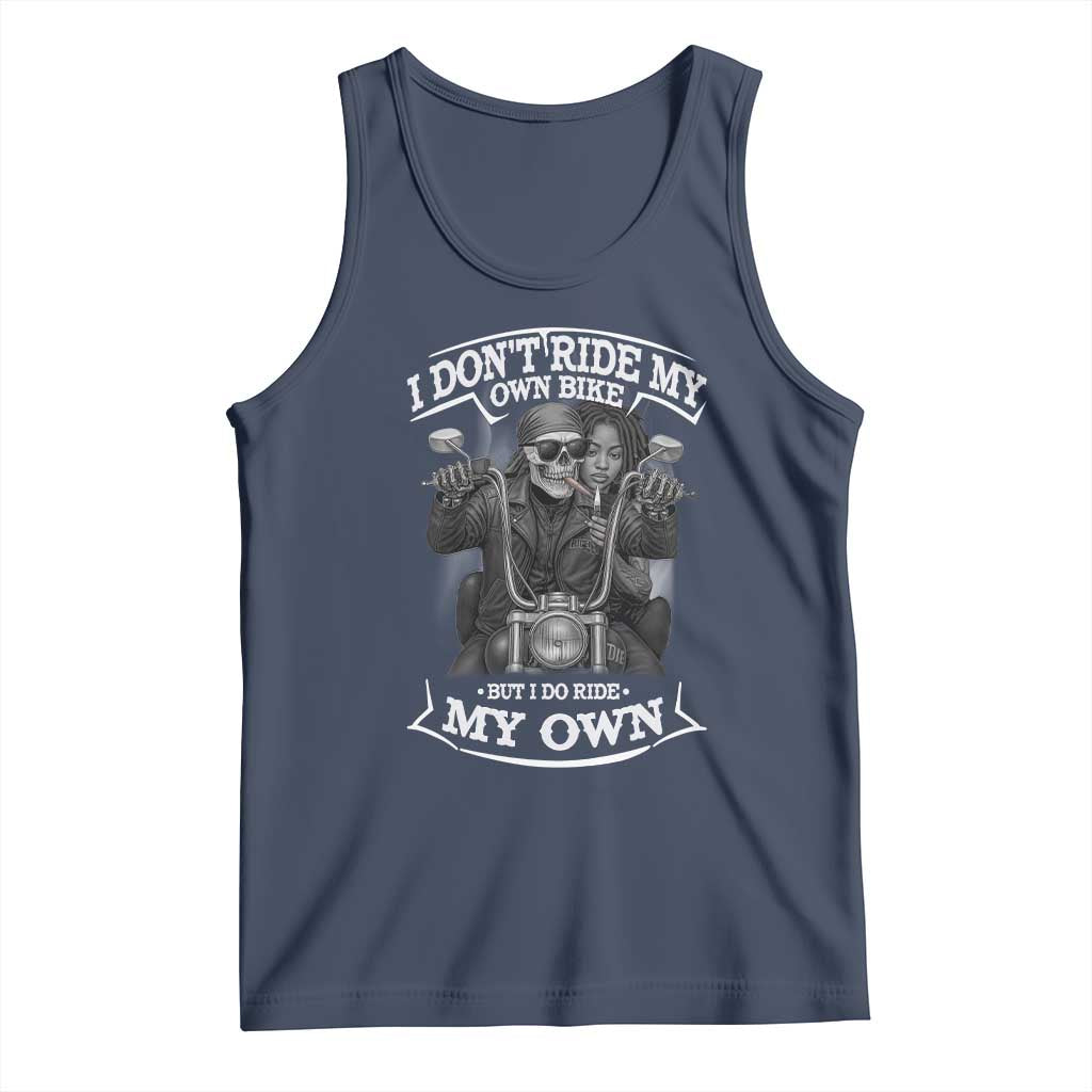 African American Motorcycle Tank Top Skeleton Biker TS14 Navy Print Your Wear