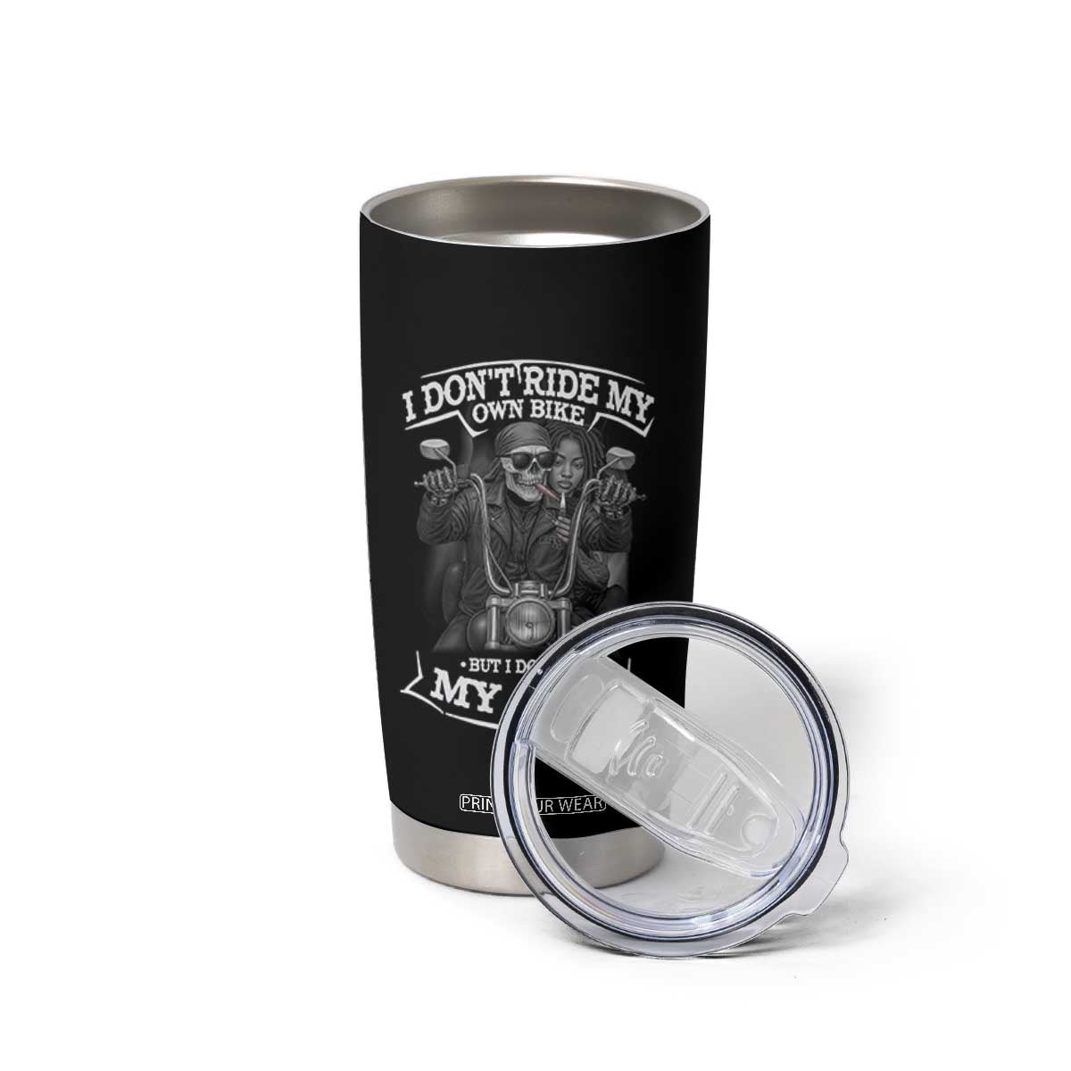 African American Motorcycle Tumbler Cup Skeleton Biker TS14 Print Your Wear