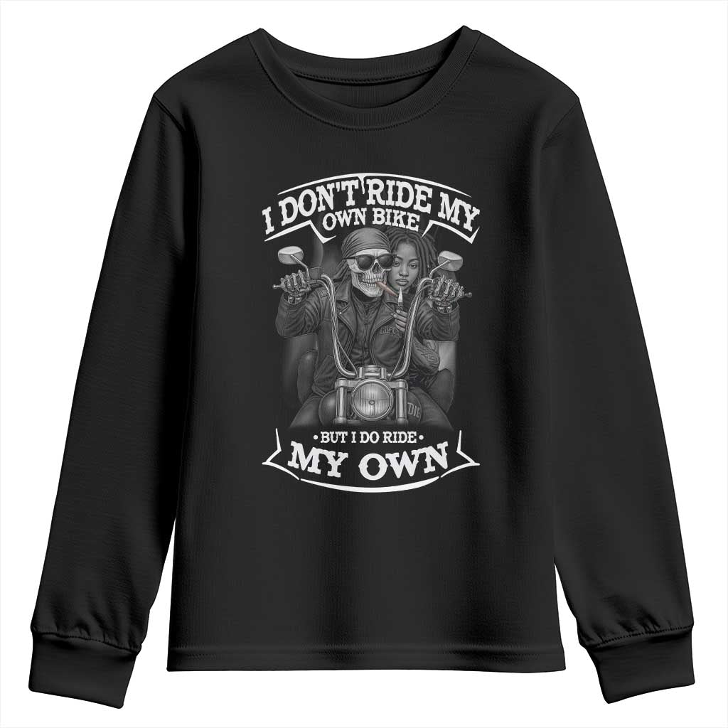 African American Motorcycle Youth Sweatshirt Skeleton Biker TS14 Black Print Your Wear