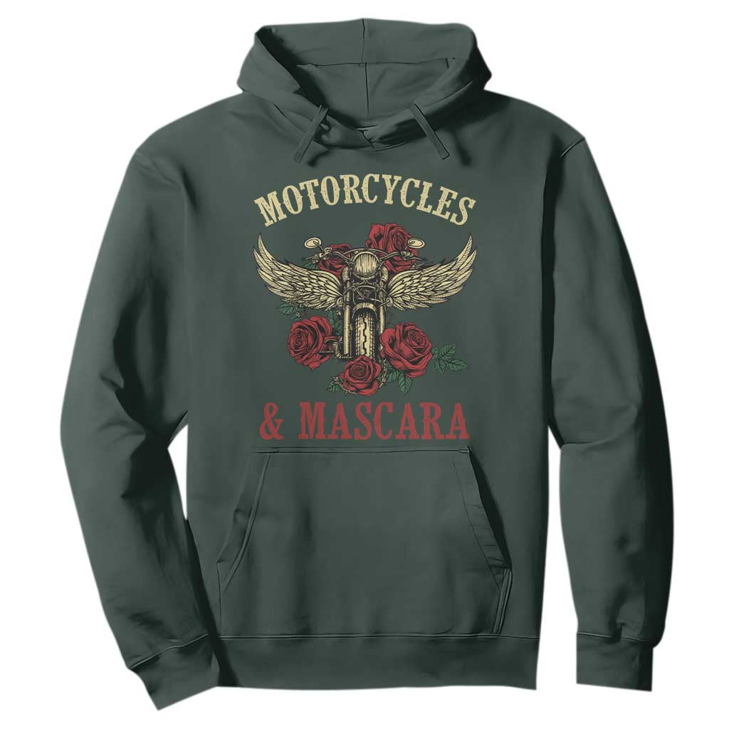 Motorcycle Women Biker Hoodie Motorcycles And Mascara Roses TS14 Dark Forest Green Print Your Wear