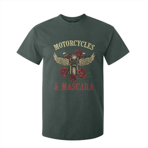 Motorcycle Women Biker T Shirt For Kid Motorcycles And Mascara Roses TS14 Dark Forest Green Print Your Wear