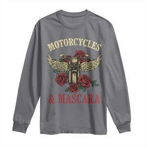 Motorcycle Women Biker Long Sleeve Shirt Motorcycles And Mascara Roses TS14 Charcoal Print Your Wear