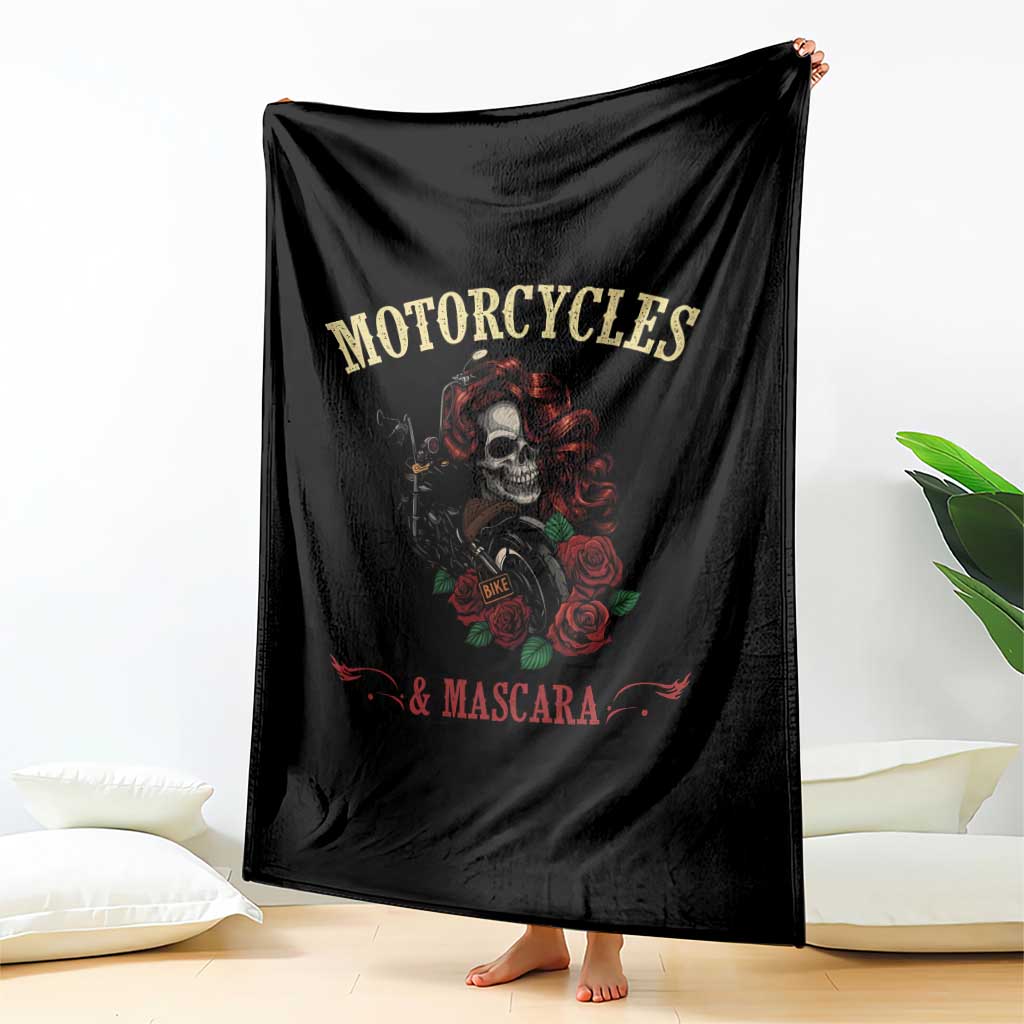 Skeleton Motorcycle Biker Throw Blanket Motorcycles And Mascara Roses TS14 Print Your Wear