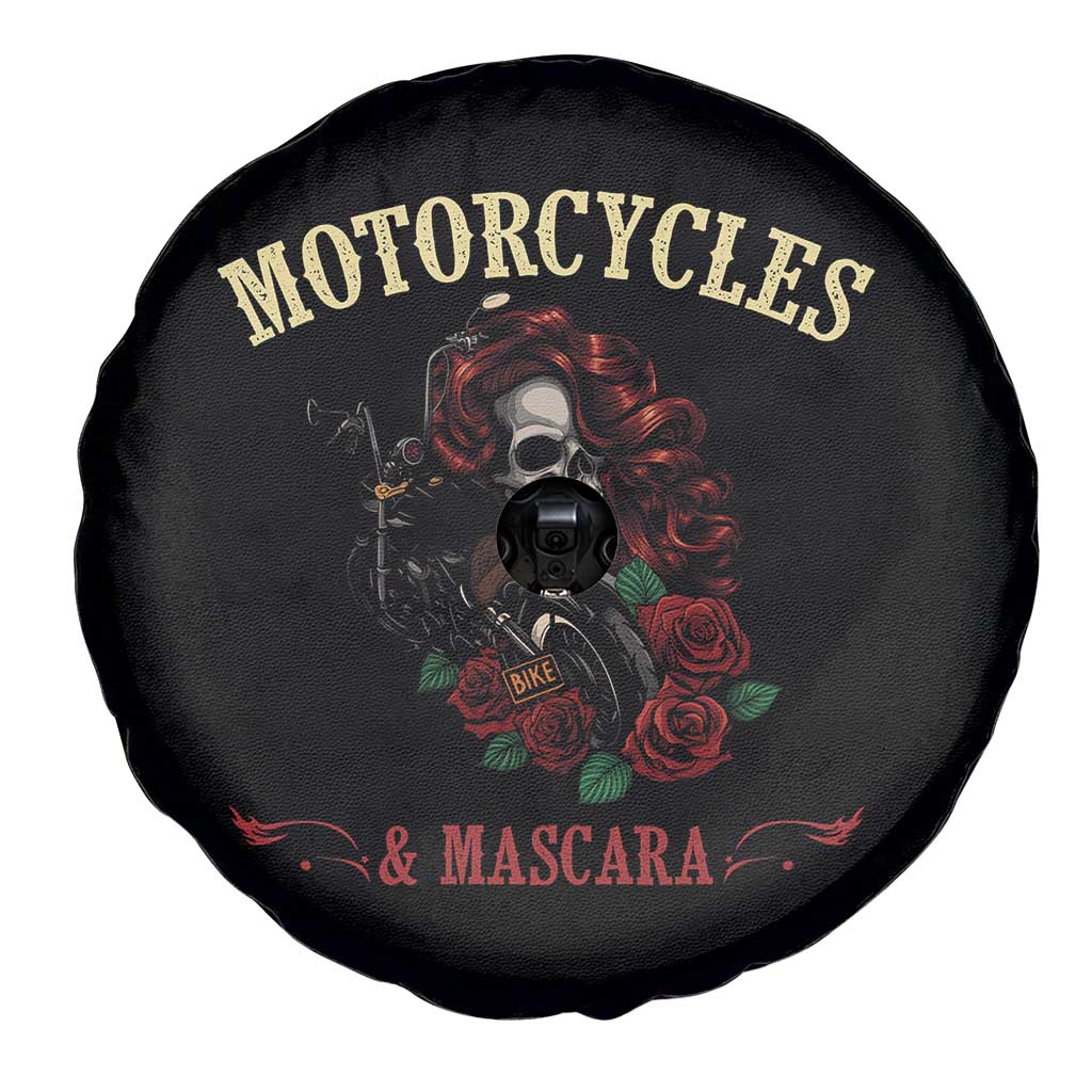 Skeleton Motorcycle Biker Spare Tire Cover Motorcycles And Mascara Roses TS14 Print Your Wear