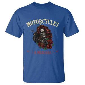 Skeleton Motorcycle Biker T Shirt Motorcycles And Mascara Roses TS14 Royal Blue Print Your Wear