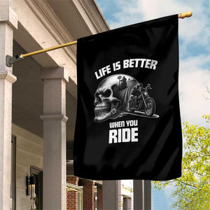 Funny Biker Skeleton Motorcycle Rider Garden Flag Life Is Better When You Ride TS14 Print Your Wear