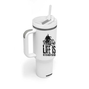 Funny Motorcycle Biker Tumbler With Handle Life Is Better When You Ride TS14 Print Your Wear