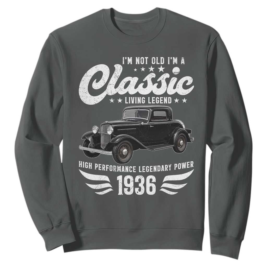 90th Birthday Classic Car For Legends Born In 1936 Sweatshirt Vintage Classic Hot Rod Coupe