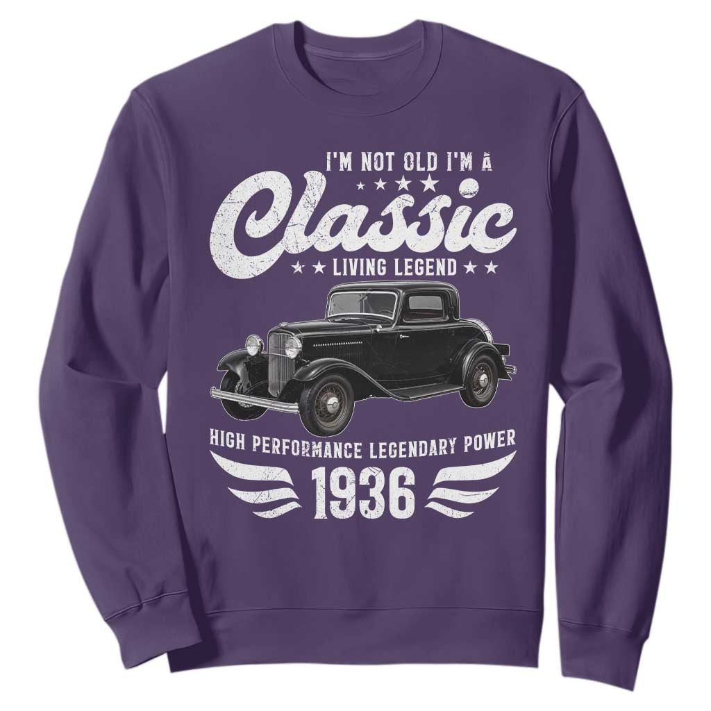 90th Birthday Classic Car For Legends Born In 1936 Sweatshirt Vintage Classic Hot Rod Coupe
