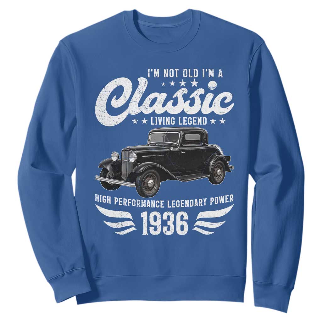 90th Birthday Classic Car For Legends Born In 1936 Sweatshirt Vintage Classic Hot Rod Coupe