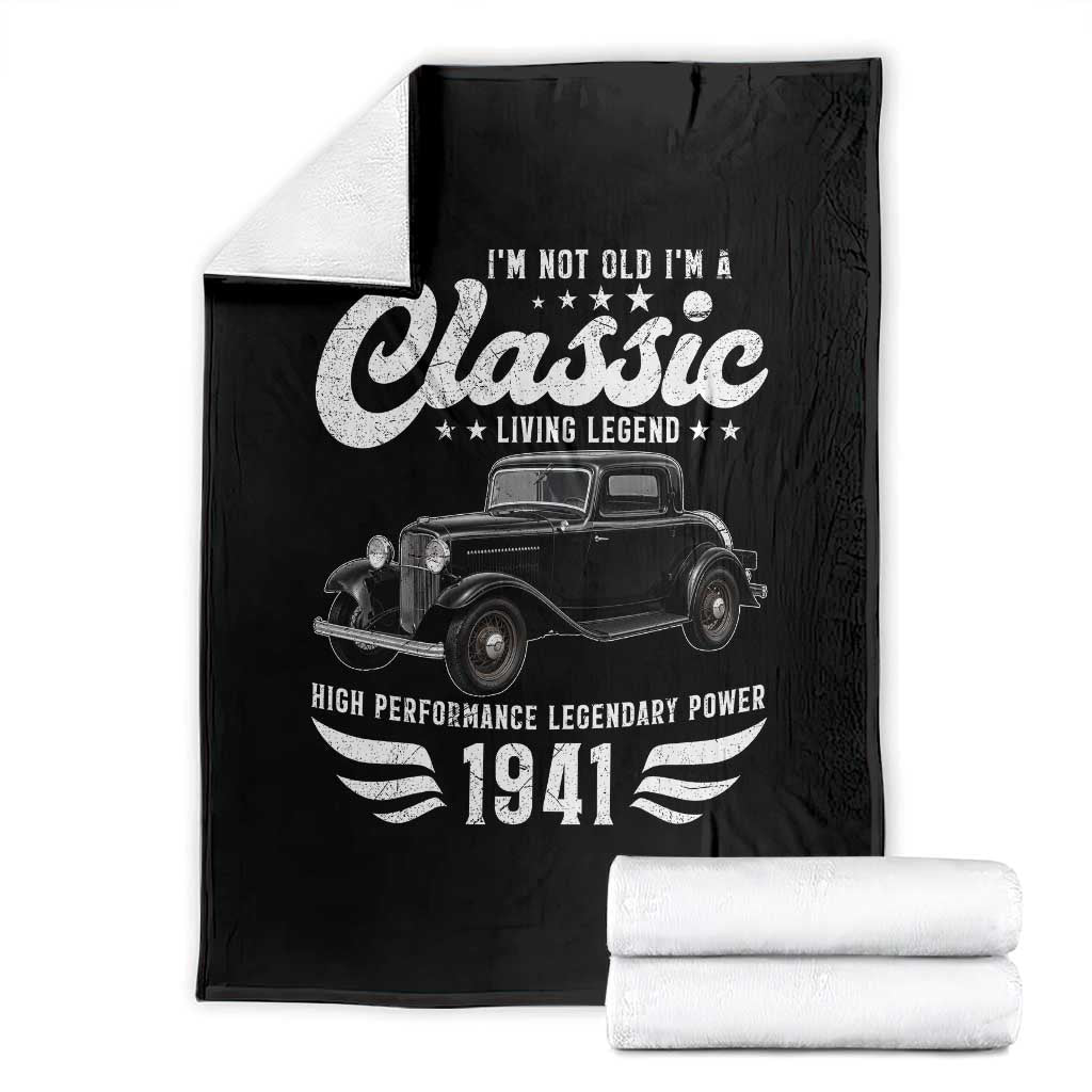 85th Birthday Classic Car For Legends Born In 1941 Throw Blanket Vintage Classic Hot Rod Coupe