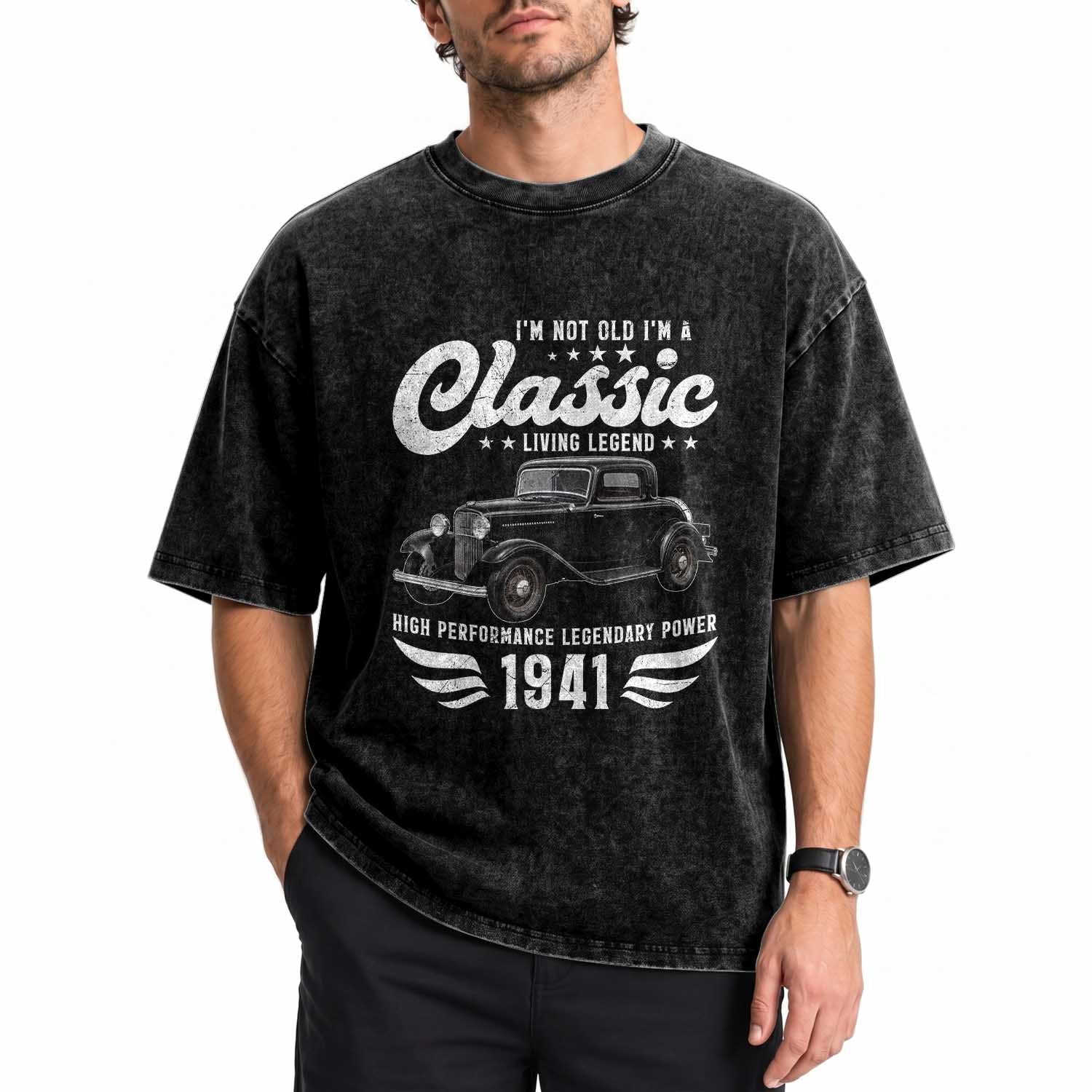 85th Birthday Classic Car For Legends Born In 1941 Washed Cotton T-Shirt Vintage Classic Hot Rod Coupe