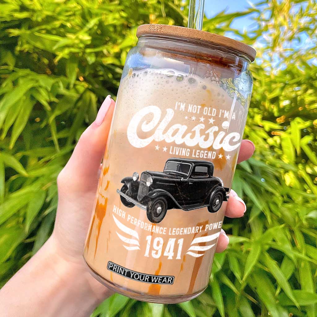 85th Birthday Classic Car For Legends Born In 1941 Glass Can Vintage Classic Hot Rod Coupe