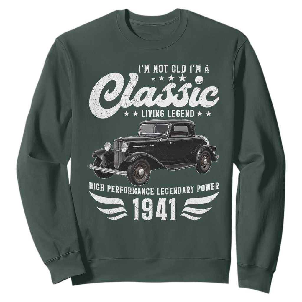 85th Birthday Classic Car For Legends Born In 1941 Sweatshirt Vintage Classic Hot Rod Coupe