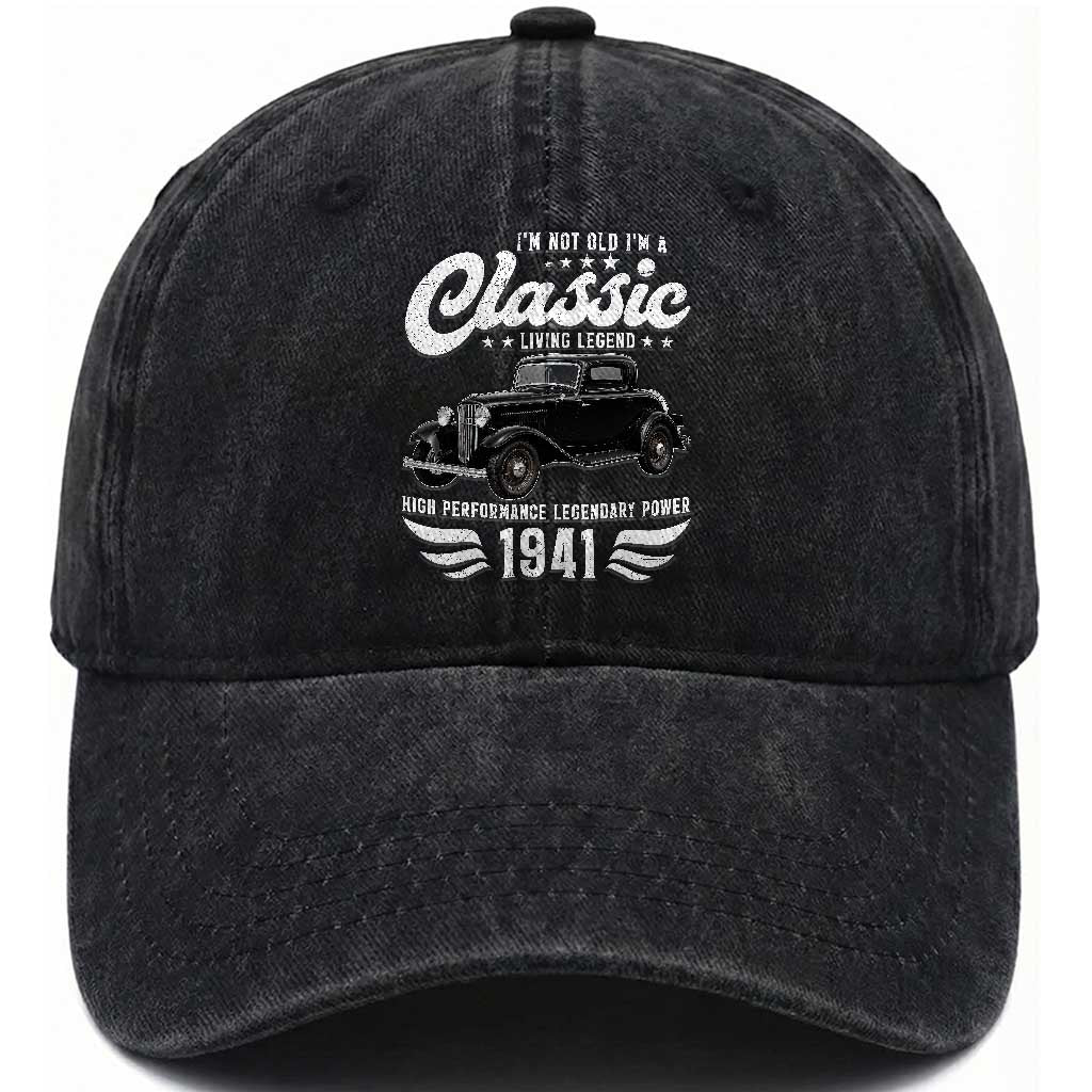 85th Birthday Classic Car For Legends Born In 1941 Washed Cotton Baseball Cap Vintage Classic Hot Rod Coupe