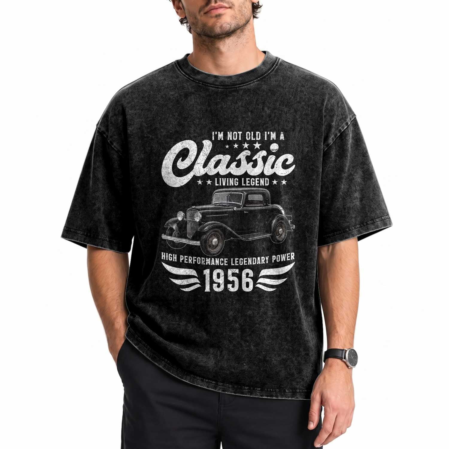 70th Birthday Classic Car For Legends Born In 1956 Washed Cotton T-Shirt Vintage Classic Hot Rod Coupe